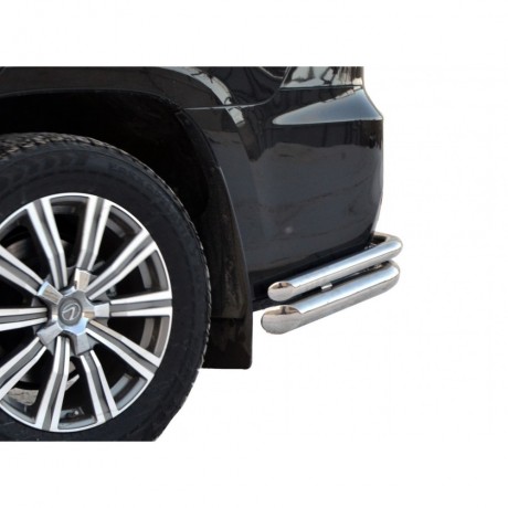 Защита заднего бампера «Уголки двойные» (d76\51) для Lexus LX 450d (2016-н.в)(Окрашенное) купить недорого с доставкой в Находка