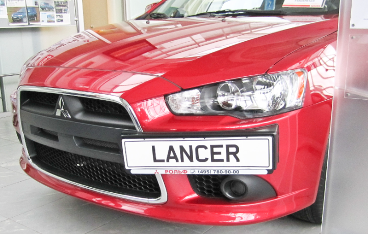 Рамка под номер на передний бампер (текстурный пластик) для Mitsubishi Lancer X (2010-2016) купить недорого с доставкой в Находка