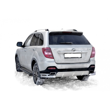 Защита заднего бампера «Уголки двойные» (d63,5) для Lifan X60 (2016-н.в.)(Нерж. Сталь) купить недорого с доставкой в Находка