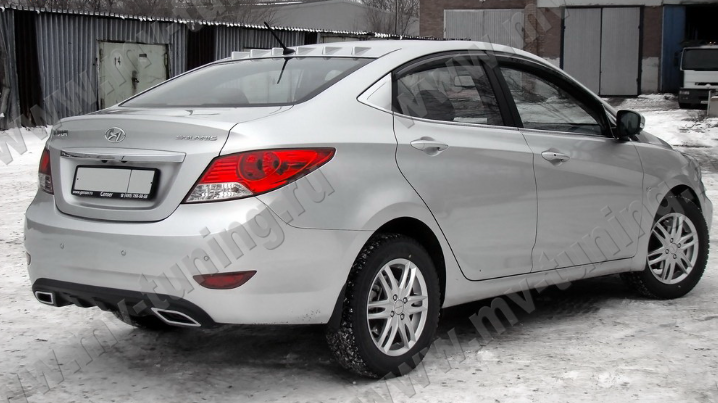 Диффузор заднего бампера var №2 (текстурный пластик) для Hyundai Solaris (2010-2013) купить недорого с доставкой в Находка
