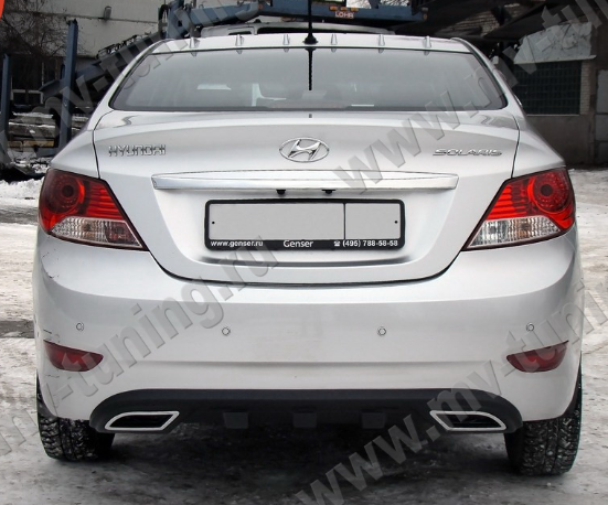 Диффузор заднего бампера var №2 (текстурный пластик) для Hyundai Solaris (2010-2013) купить недорого с доставкой в Находка