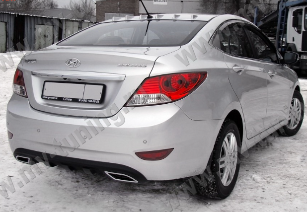 Диффузор заднего бампера var №2 (текстурный пластик) для Hyundai Solaris (2010-2013) купить недорого с доставкой в Находка