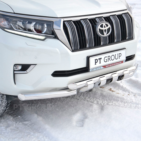 Защита переднего бампера двойная с зубьями d63/63мм (НПС) TOYOTA LAND CRUISER PRADO 150 (2017-н.в.) купить недорого с доставкой в Находка