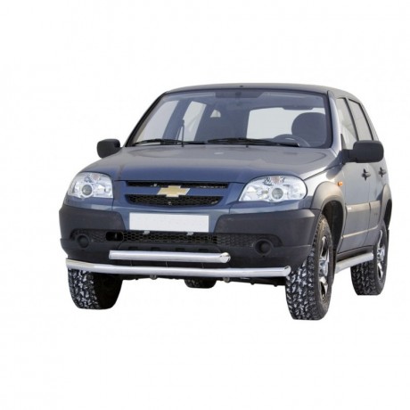 Защита переднего бампера "Труба двойная" B@3 2123 "Chevrolet Niv@" RS (d63.5) купить недорого с доставкой в Находка