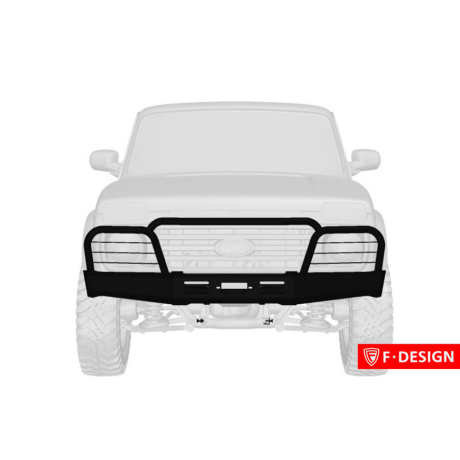 силовой передний бампер f-design с площадкой под лебедку с защитными дугами для L@DA 4x4 (не окрашенный) купить недорого с доставкой в Находка